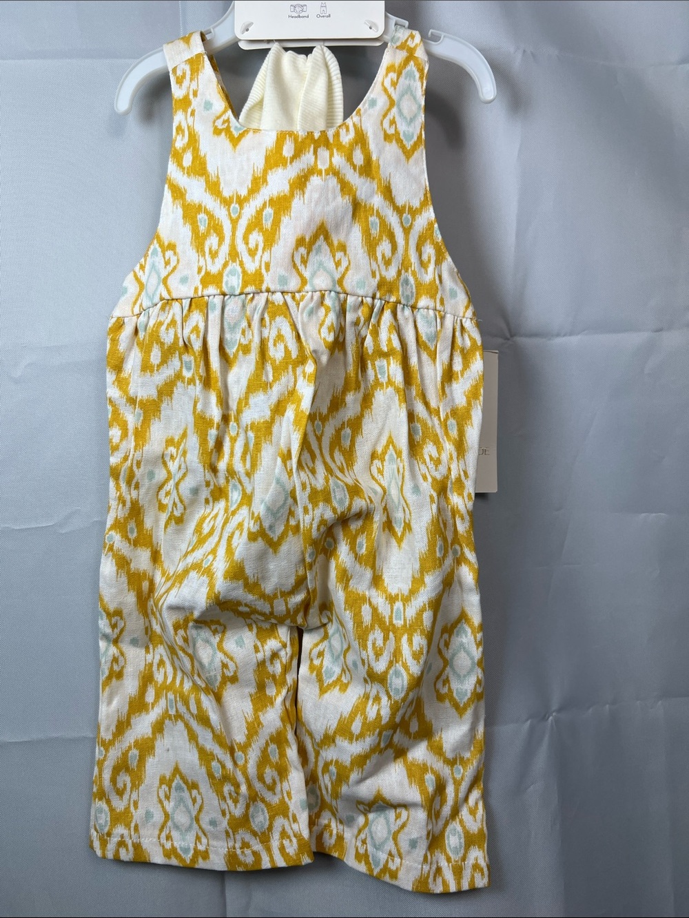 Rachel Zoe baby mustard cream aqua jumpsuit with headband size 3-6 months NWT - Picture 3 of 12